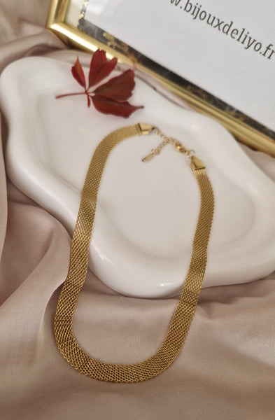 Ensemble en acier inoxydable Collier + bracelet maille large