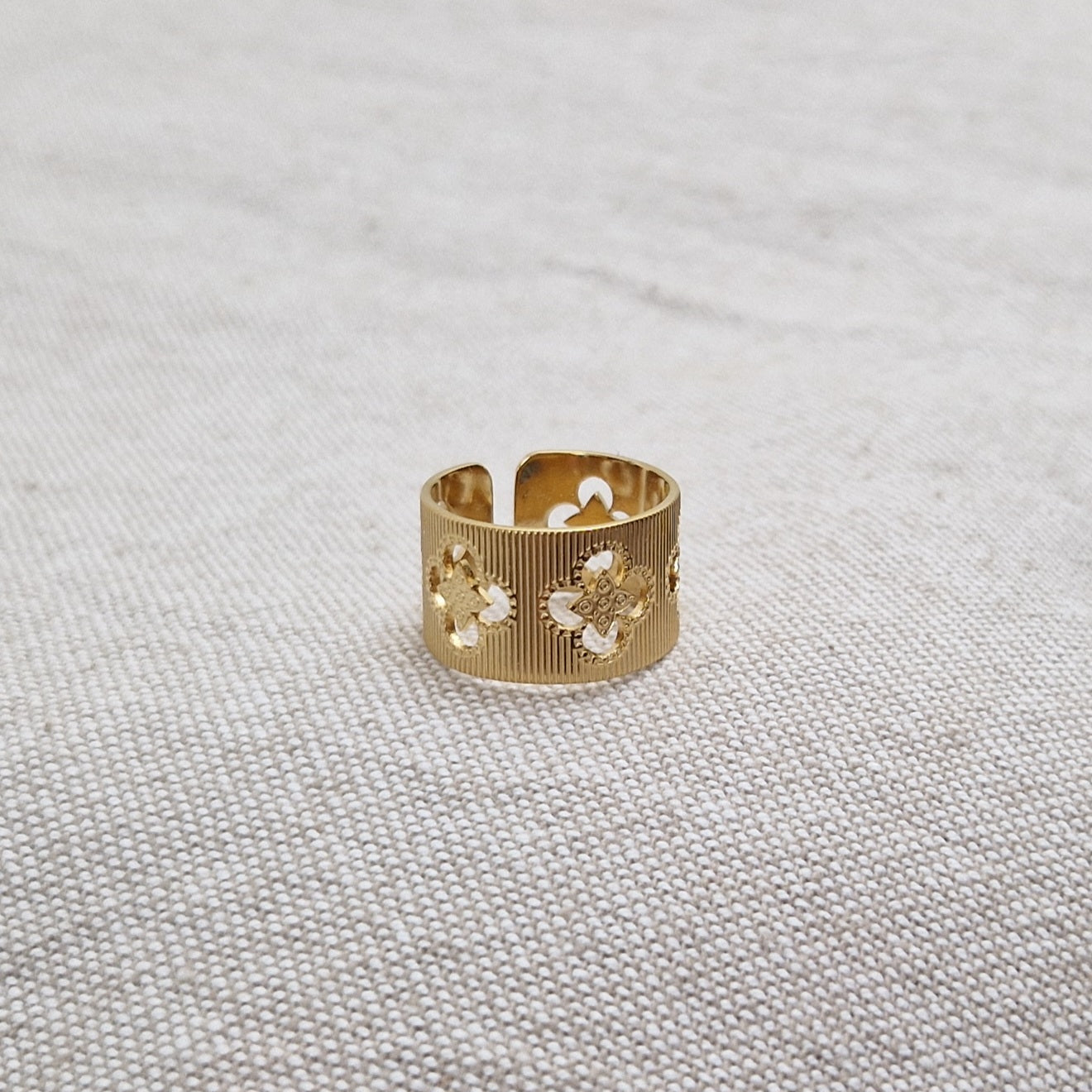 Bague ajustable en acier inoxydable ajourée