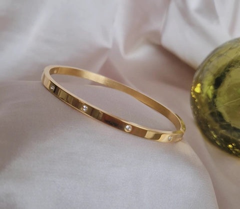 Bracelet jonc en acier inoxydable points de strass