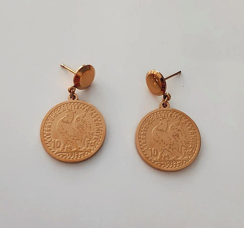 Boucles d'oreille en acier inoxydable pendentif Coq